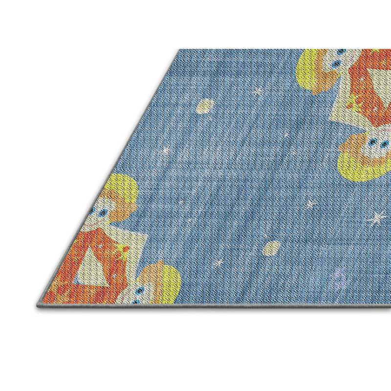 Tapis orange/bleu à motifs, Rectangle 5 pi x 7 pi