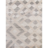 Hand Knotted Geometric Area Rug in Beige/Gray