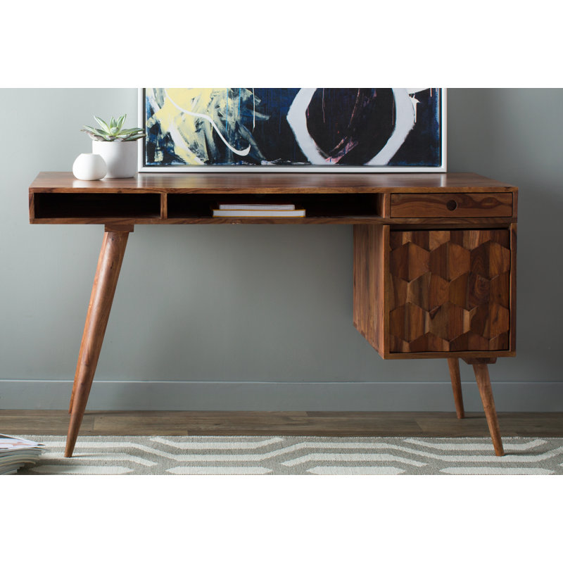Alice 53.5" Solid Wood Rectangular Writing Desk, Natural