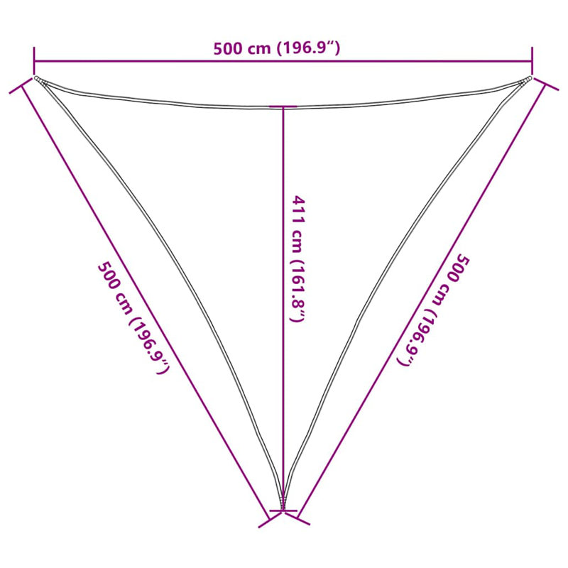 5m x 5m Triangle Shade Sail, Yellow