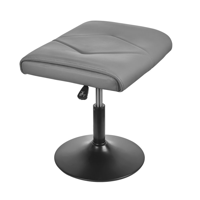 Upholstered Height Adjustable Footrest Stool, Swivel PU Leather Foot Stool, Under Desk & Living Room Ottoman Vanity Accent Stool for Office, Living Room & Vanity