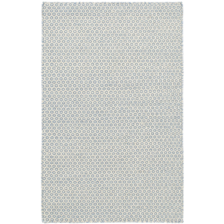 Honeycomb French Blue/Ivory Handwoven Wool Rug