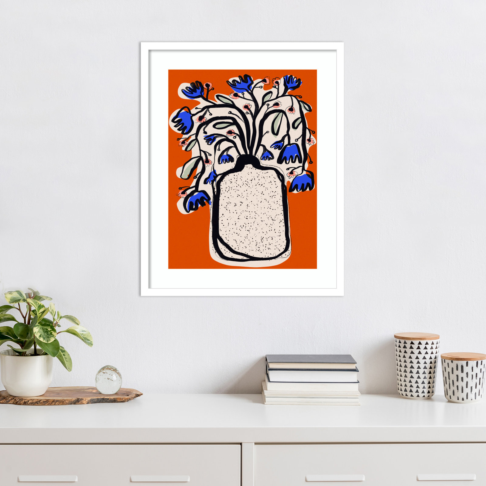 Galya "Lovely Flower Bouquet" Print, White, 25" H x 20" W