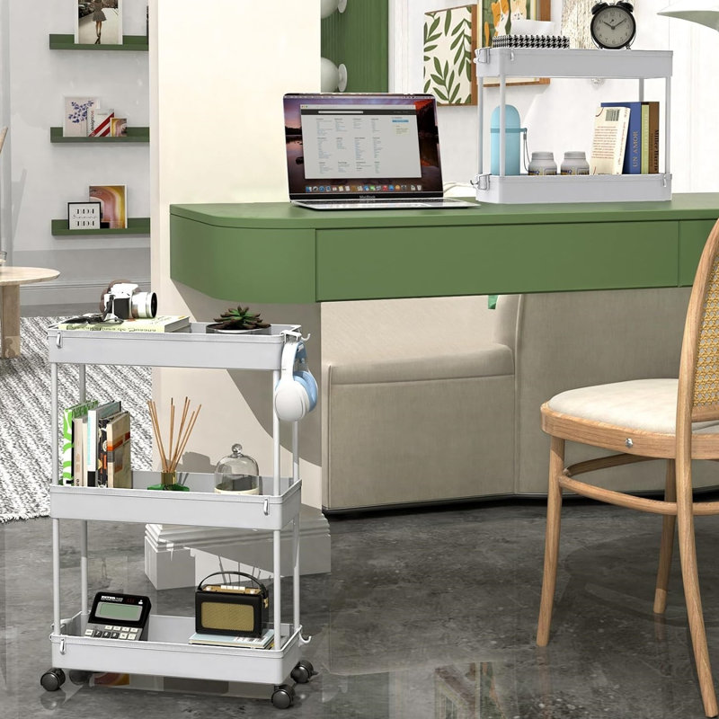Chariot de rangement mince, Gris