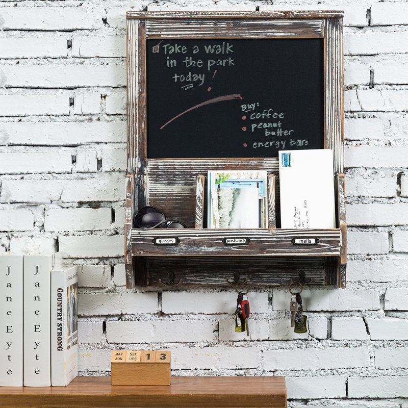 Wall Chalkboard with Mail Storage Key Hook