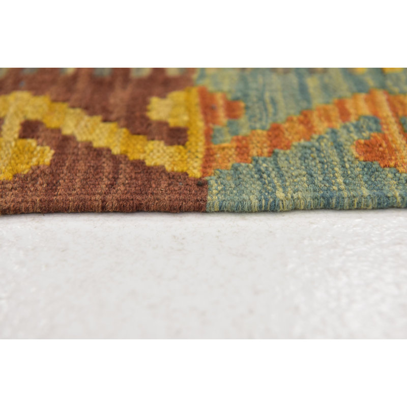 Tapis zone en laine brun/dorée 5 pi x 6 pi 9 po one-of-kind à la main noué la Lorain