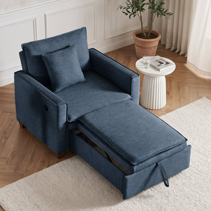 Fauteuil d'appoint convertible 3 en 1, fauteuil-lit multifonctionnel pour petits espaces, Dark Blue