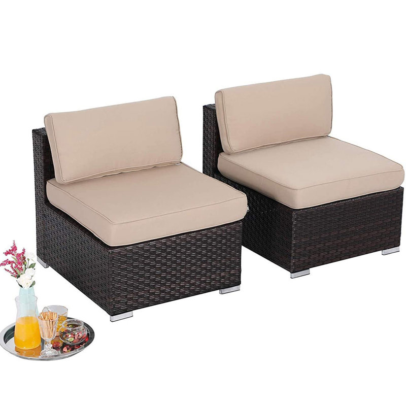 Chaise de patio avec coussins Mcgahan, Beige