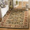 Tapis oriental en laine touffeté à la main à motif oriental olive foncé / rouge Alg