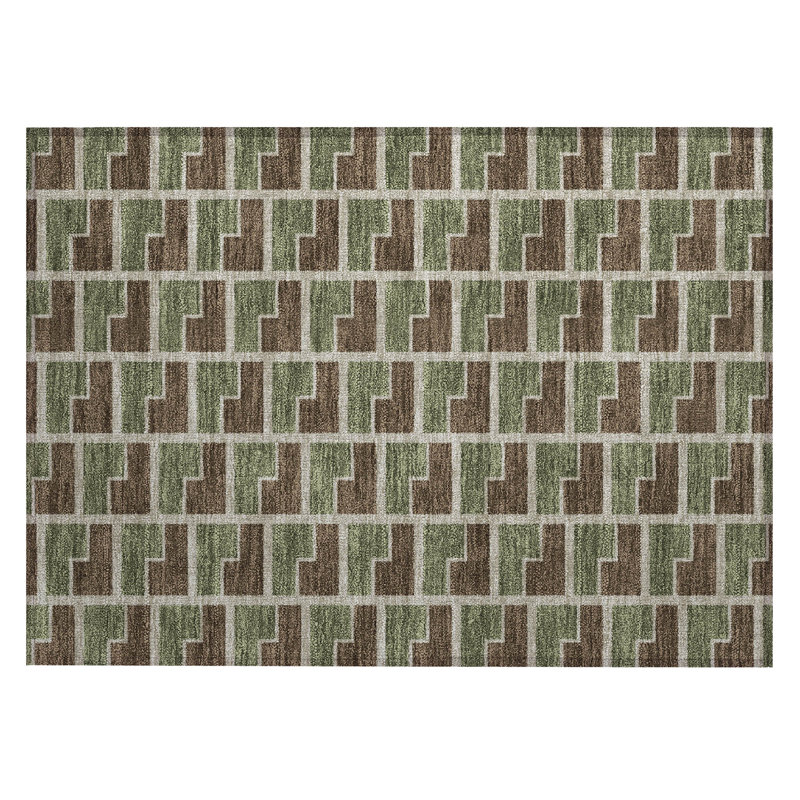 Machine Washable Indoor/Outdoor Lipman ACN2416 Geometric Rug, Rectangle 1'8" x 2'6"