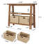 Console de 41,3 pouces en bois massif, table d'entrée de ferme avec panier de rangement