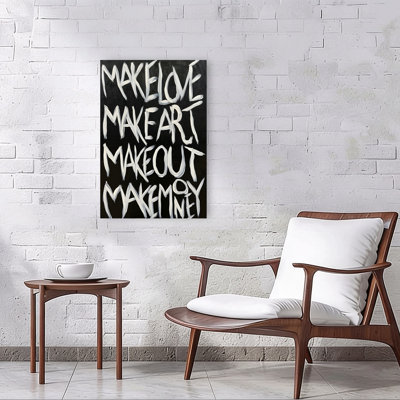 Make Love Art Money Bold Modern Abstract Wall Art Print 1 Piece Wrapped Canvas Wall Art