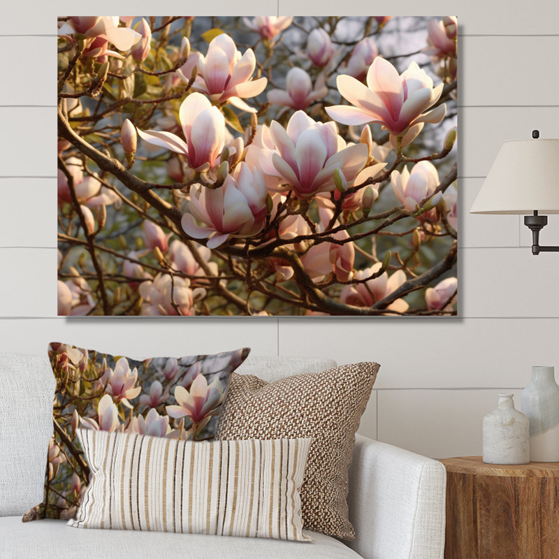«White Pink Magnolias Landscape VI», reproduction sur toile, H 16 po x l 32 po x P 1 po, Toile tendue
