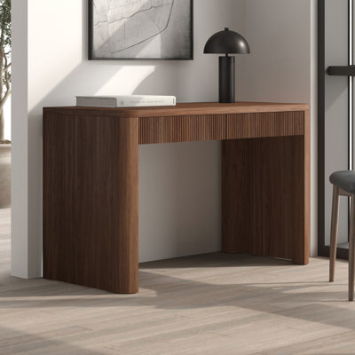 Palmera 47.5" Wide Rectangular Fluted Desk in Satin Walnut