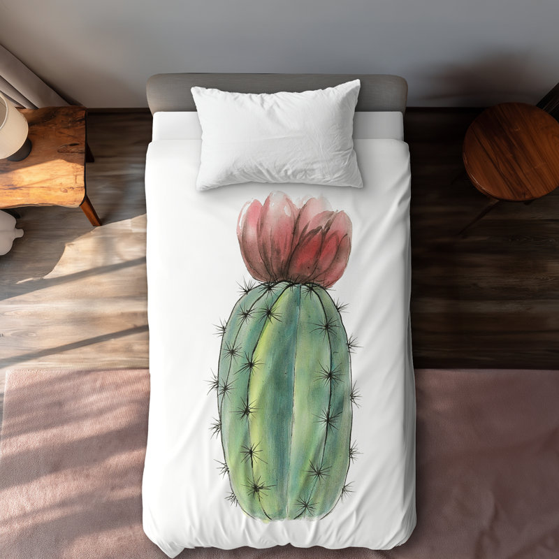 Tiny cactus set - Green Flowers duvet cover for home decor