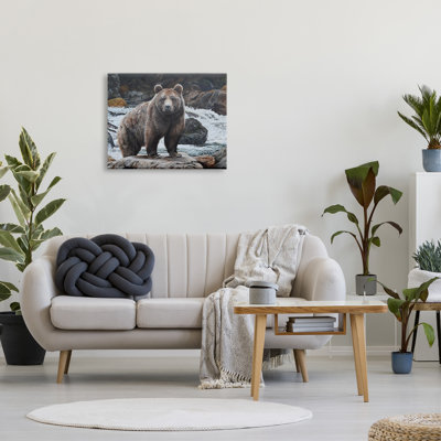 Stupell Industries Grizzly Bear by Waterfall Canvas Wall Art Design by Steve Burgess -  aw-640_cn_24x30