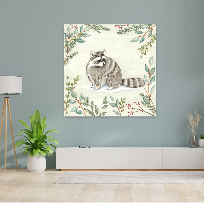 Art contemporain d'hiver avec un animal, H 48 po x l 48 po