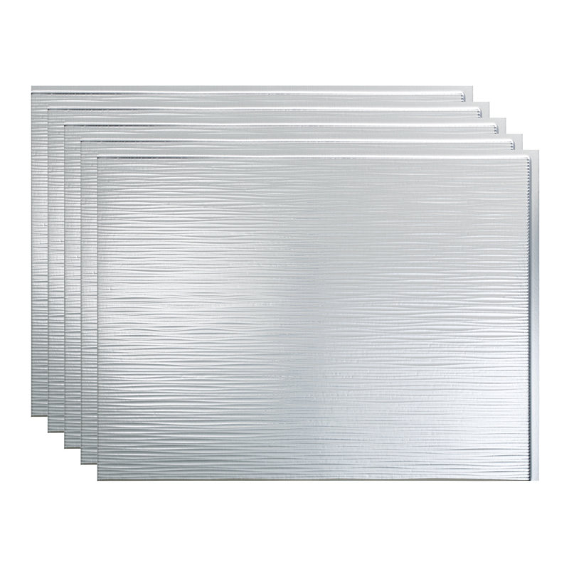 FASÄDE Ripple Decorative Vinyl Backsplash 15 sq ft Kit, Brushed Aluminum