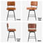 Ensemble de 2 tabourets de bar en similicuir noir et dossier en bois courbé, base en fer, pivotant-1438000874