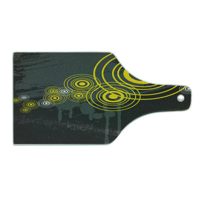 Ambesonne Black Tempered Glass Cutting Board Street Inner Circle Charcoal Grey and Black