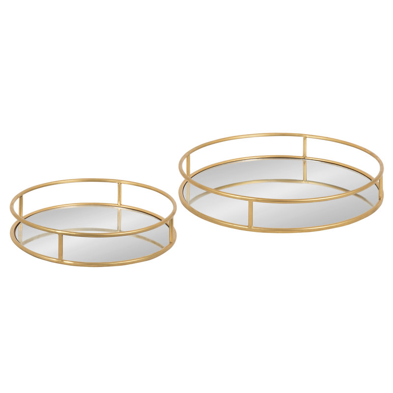 Rachelle Mirrored Metal Tray (Set of 2)