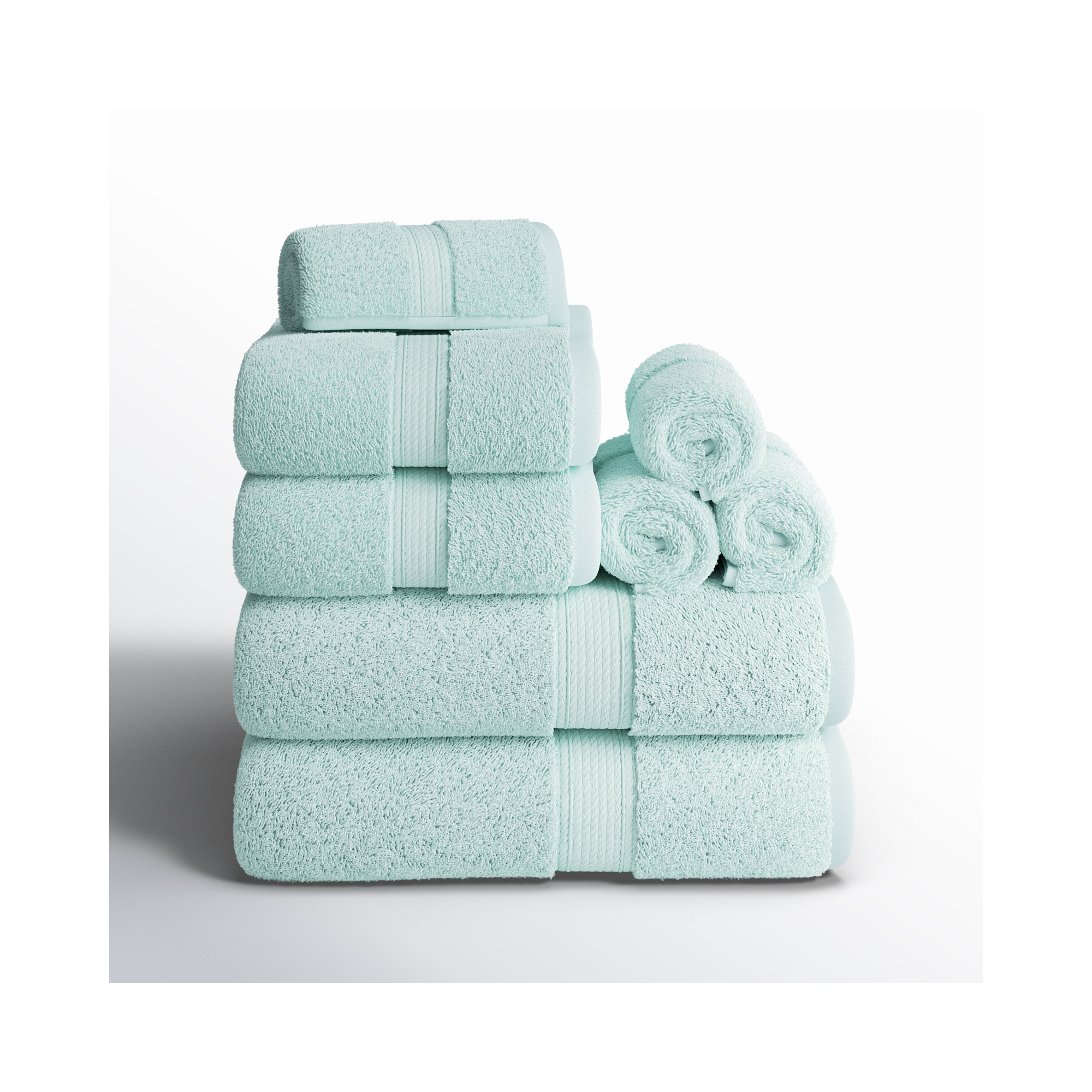 Renata 8 Piece 800 GSM Certified Egyptian Cotton Towel Set , Sea Foam
