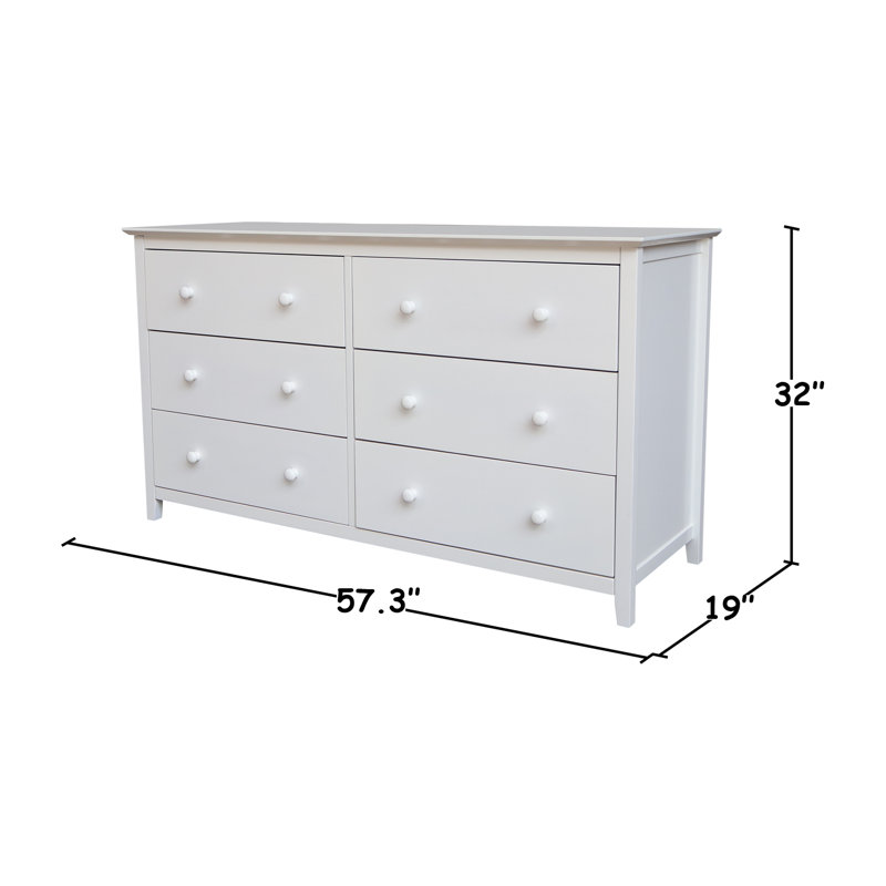 Calumet Heimann Solid Wood 6 Drawer Dresser, White