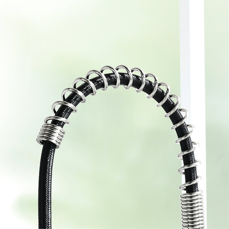 Robinet de cuisine rétractable - Corps en laiton, aspect noir et nickel, évier moderne à débit d'eau stable avec cartouche en céramique, finition ponctuelle, rotation à 360 degrés
