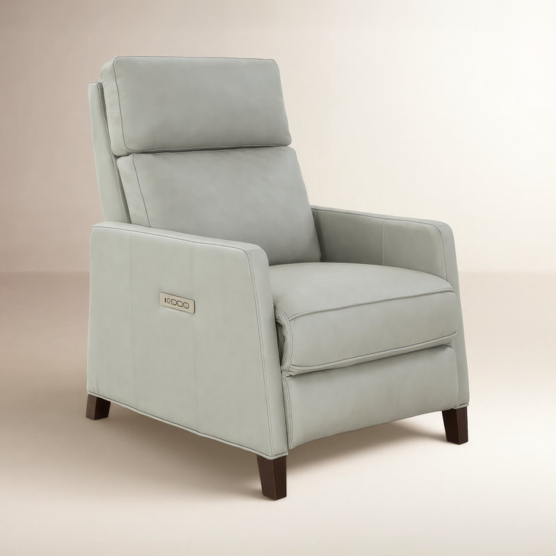 Morlan Power Recliner, Corbett Chromium Pebbled Top Grain Leather