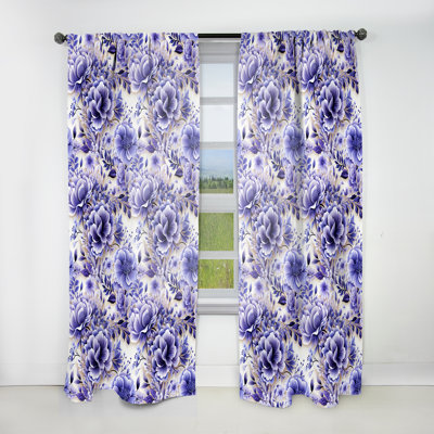 White And Purple Lavender Persian Paisleys I - Floral Curtain - Room Darkening Curtain - 1 Panels
