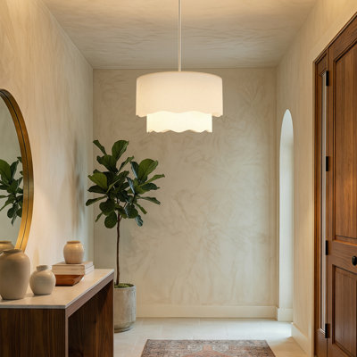 Luminaire cylindrique de style campagne moderne à 3 lumières de 20 po avec hauteur réglable pour salle à manger.
