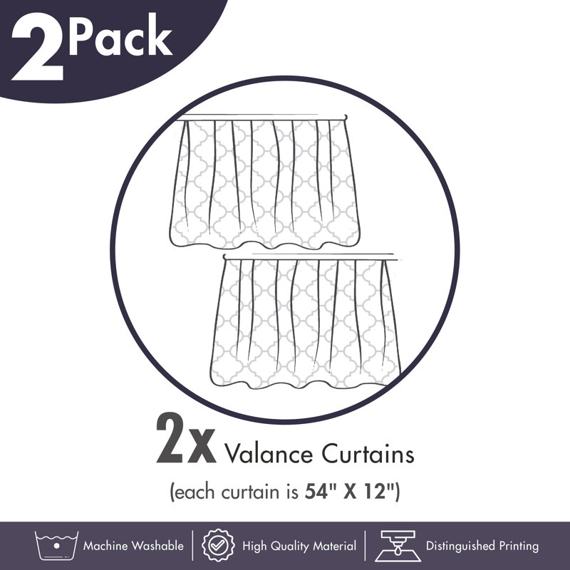 Tan Brown Plaid Satin Rod Pocket Valance Set
