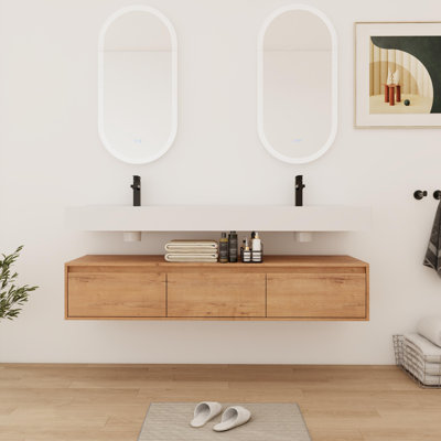 60'' Floating Bathroom Vanity With Resin Top And Drawers