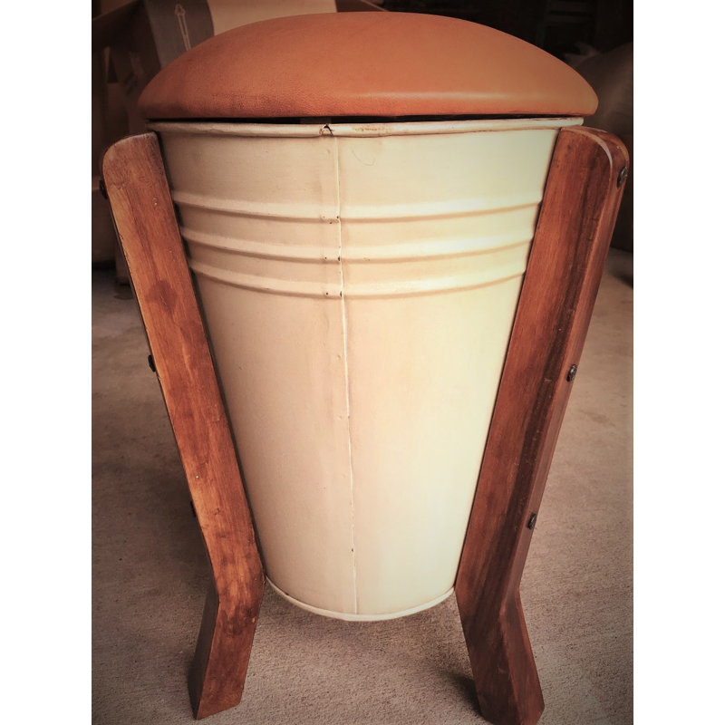 Tabouret de meuble-lavabo en bois massif Ezekiel, Blanc cassé