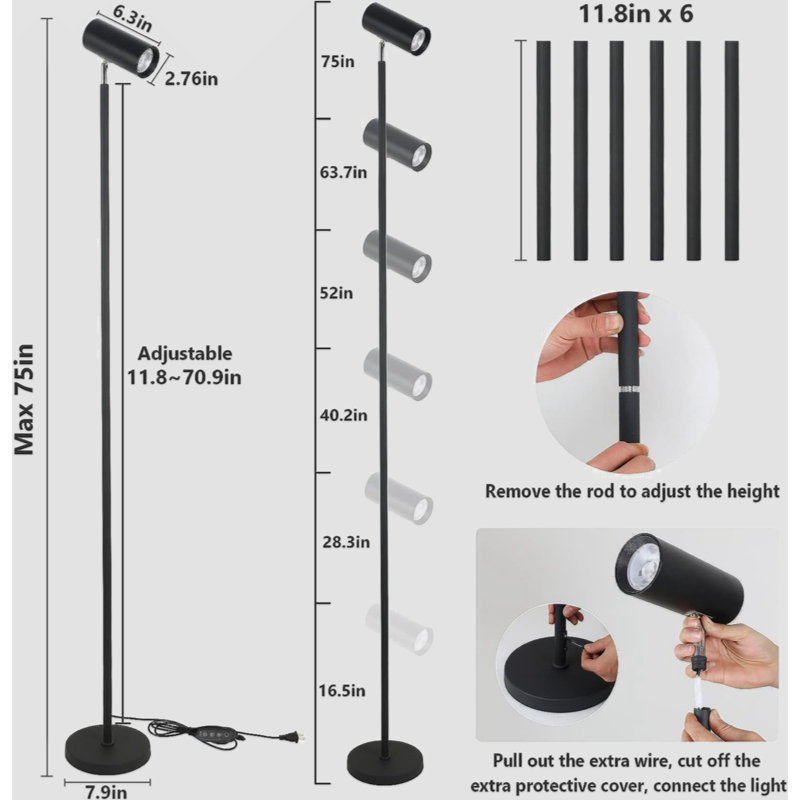 Hydiah 3.94'' LED Column Floor Lamp