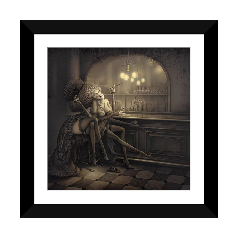 « ida the spider », reproduction d’impression sur toile, H 16 po x l 16 po x P 1 po, Papier d'art encadré noir, Blanc