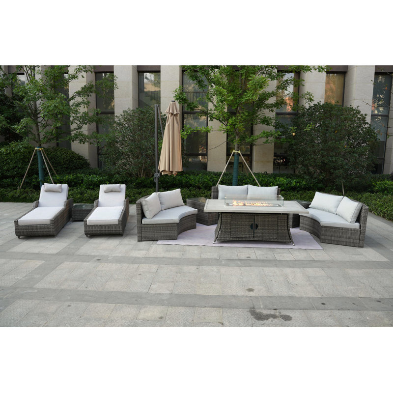 Alseepa 8 - Person Patio Conversation Set with Cushions