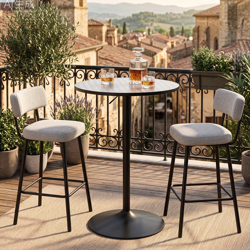 Table de bar ronde de 91 cm de hauteur, table de bistro pivotante à hauteur réglable, table de cocktail moderne avec pied central