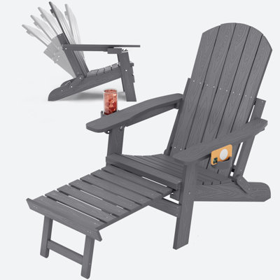 Outdoor Reclining HIPS Adirondack Chair With Footrest by Beachcrest Home