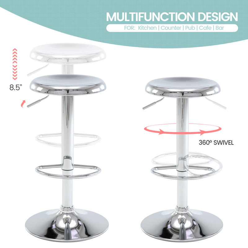 Kikuye Swivel Counter Stool with Metal Frame, Chrome