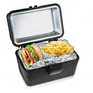 XGeek Electric Lunch Box Food Heater 2 in 1 40W High-power Portable  Microwave for Car and Home 12V 24V /110VC Leak Proof 1.5L Removable 304  Stainless Steel Container Fork & spoon and