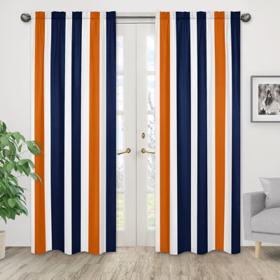 Stripe Solid Semi-Sheer Rod Pocket Curtain Panels