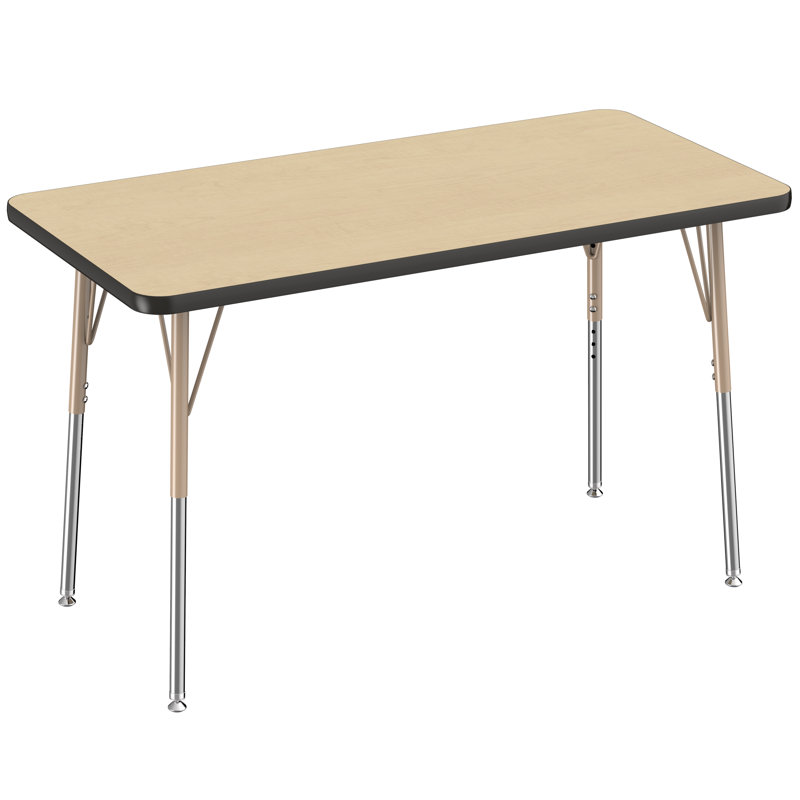 Table d'activité rectangulaire à hauteur réglable en forme de T, 24 po x 48 po, Roulement pivotant standard