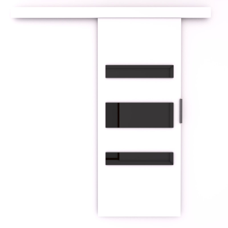 Lize Sliding Door White and Black, Sonoma Oak, 205cm H x 96cm W x 1.6cm D