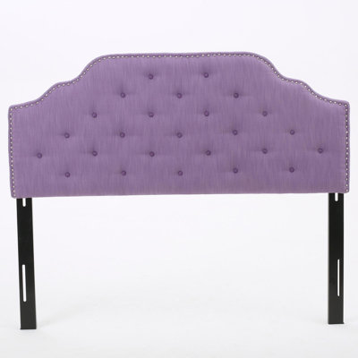 Button tufted design headboard with nailhead trim