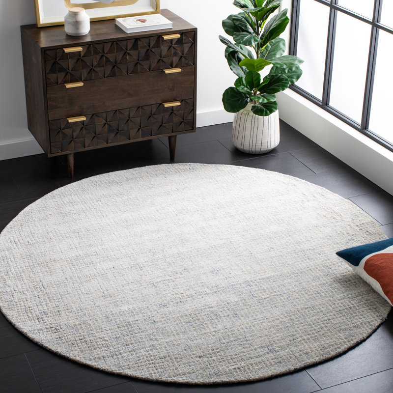 Urbina Tufted Viscose/0.4 Wool Performance Geometric Rug in Gray, Round 6'