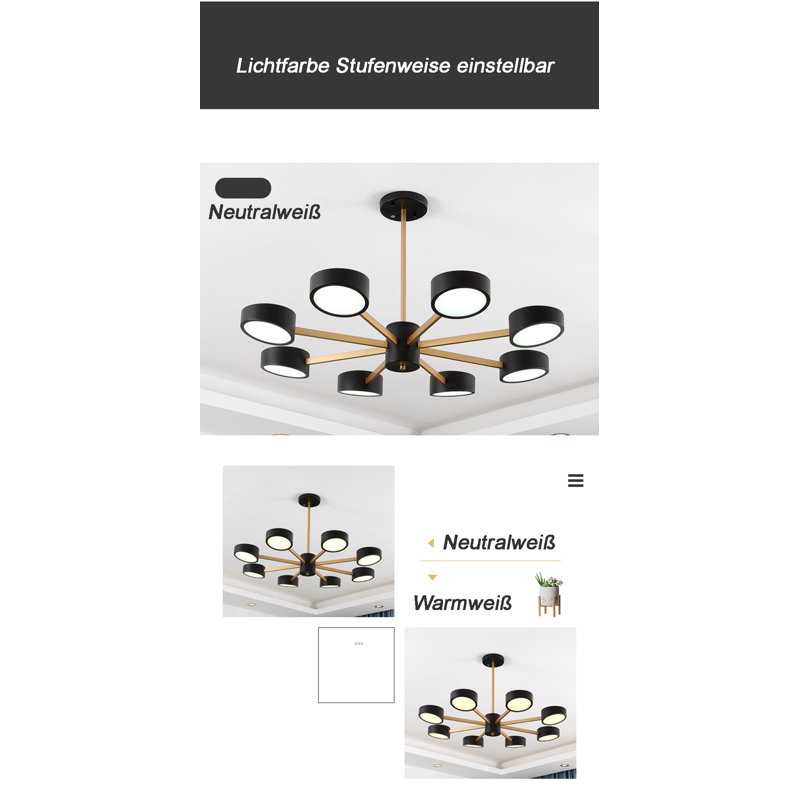 Donlon 8-Light Unique LED Chandelier, Black