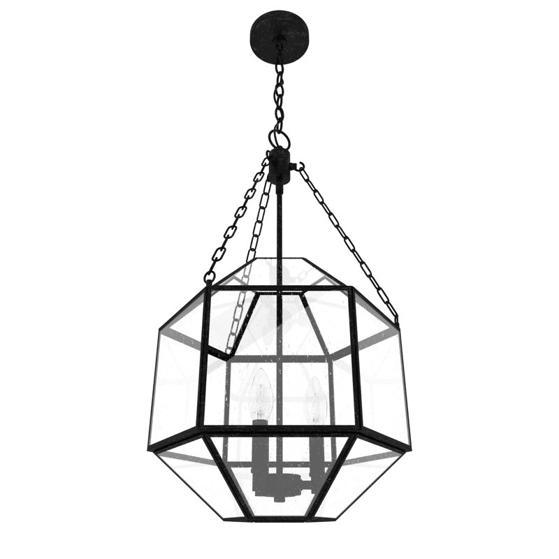 Indria 3 - Light Geometric Pendant, Medium, Rustic Iron