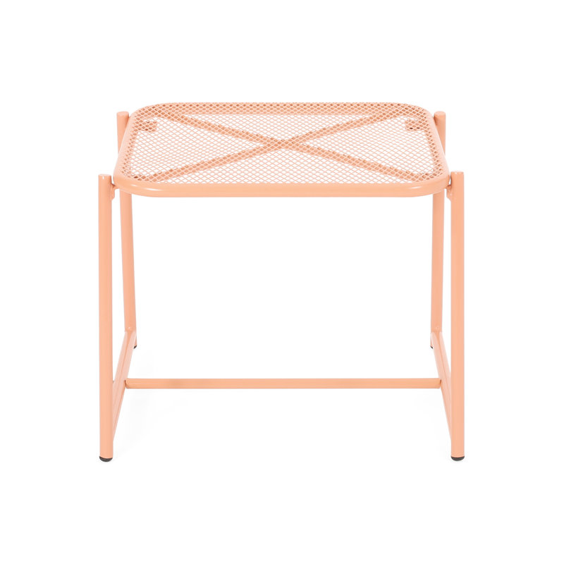 Table d'appoint de 15,5 po de hauteur en maille de fer orange moderne 16,35 po H, fer, couleur, l 18,98 po x P 17,91 po, Assemblage requis