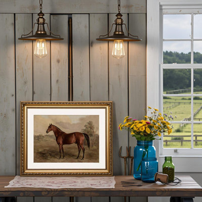 Vintage Gold Framed Horse Wall Art, 13x16